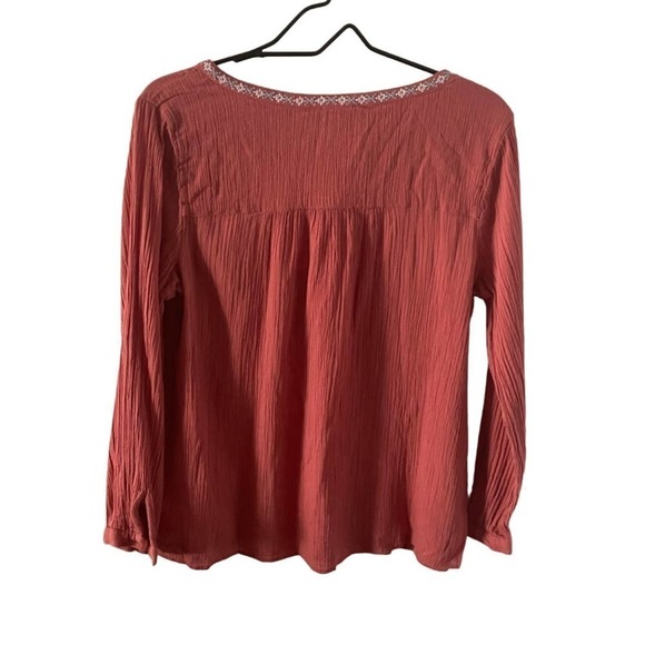 BeachLunchLounge Boho Embroidered Tassel Front Blouse Size Small - Picture 8 of 11